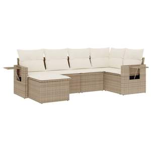 Conjunto de Sofá de Jardín Beige con Asientos Acolchados, Muebles de Exterior de Diseño Contemporáneo, Resistentes a los Rayos UV, de Ratán PE y Espuma de Alta Densidad - Product Image 2
