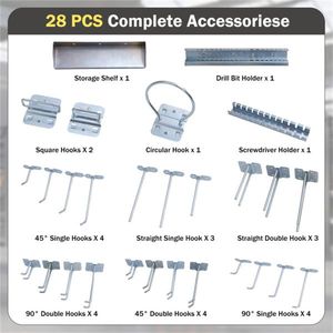 4 Ft. Black <b>Wall</b> Mounted Pegboard Organizer Kit Metal Toolboard for <b>Wall</b> <b>Storage</b> - Product Image 4