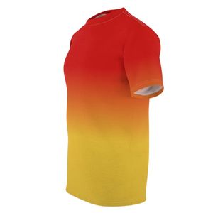 Camiseta de manga corta para hombre con degradado de rojo a amarillo, corte regular, informal, de punto, con cuello redondo, sublimación por transferencia de calor. - Product Image 2