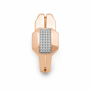 18K Rose <b>Gold</b> Diamond Geometric Signet <b>Ring</b> for Men High Polish Contemporary Luxury Wedding Party Daily Wear Gift Fine Jewelry R - Product Image 5