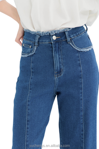 En Stock, Jeans de Mezclilla de Verano para Mujer, Estilo Bohemio, Cintura Alta, Corte Recto, Transpirables, Casuales, de Alta Calidad - Product Image 3