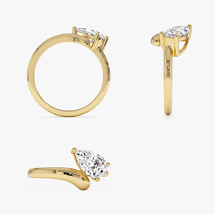 Anillo de Compromiso Unisex de Oro Amarillo de 18k con Diamante Cultivado en Laboratorio de 1 Quilate, Corte Pera, Estilo Lujoso, Certificado IGI - Product Image 5