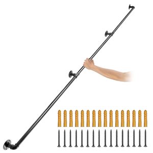 Corrimano per Scale in Tubo d'Acciaio al Carbonio da 8 Piedi, Capacità di Carico 440 LBS, Corrimano Industriale per Esterni in Ferro Battuto - Product Image 1