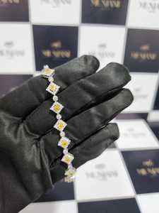 Bracelet Chaîne Tennis Classique en Argent Sterling 925 avec Moissanite Jaune de Luxe pour Femme, Idéal pour Mariages et Soirées - Product Image 4