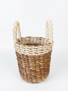 Panier tissé en jacinthe d'eau naturelle et en jonc de mer VIOLA avec poignées, fait main, écologique, organisateur de rangement, décoration intérieure - Product Image 3
