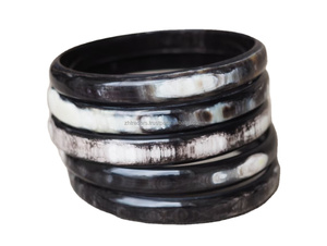 Bracelets en corne modernes faits à la main pour cadeau de mariage avec pierre principale en diamant, bracelet en corne de buffle naturelle, ensemble de bracelets, foncé - Product Image 5