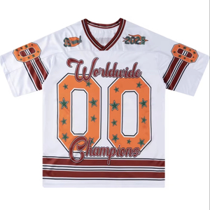 เสื้อฟุตบอลอเมริกันชายแบบสั่งทำ พร้อมบริการออกแบบฟรีแบบ 1 ต่อ 1 - ผ้าโพลีเอสเตอร์ 100% แห้งเร็ว มีตัวเลือกแบบเย็บหรือพิมพ์ - Product Image 1