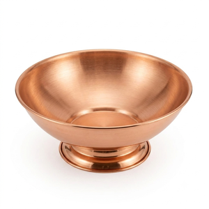 Bol sur piédestal en cuivre pur, bol de service, bol à fruits, vaisselle décorative en métal, bol de cuisine et de salle à manger en cuivre fait main, vente en gros - Product Image 1
