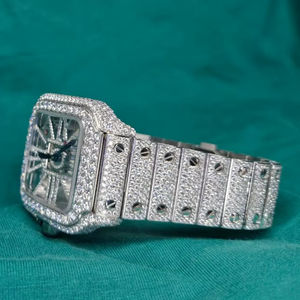 Montre de luxe en quartz pour homme, avec verre saphir, étanche, en acier inoxydable, sertie de pierres, idéale pour un cadeau - Product Image 1