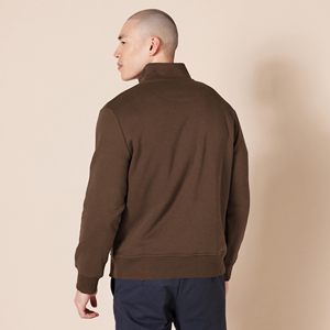 Pull en maille à col zippé, manches longues, décontracté, en polaire zippée pour l'extérieur, coupe classique, fabriqué à Sialkot - Product Image 2