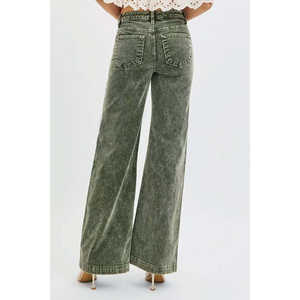 Jeans de Talle Alto y Pierna Ancha de Pana para Mujer, Talla Grande, Marca RISEN - Product Image 3