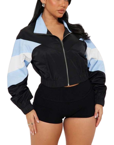 New Fashionable Breathable <b>Zip</b> <b>Up</b> <b>Crop</b> Top Plus Size Outdoor Street Wear Women Windbreaker Jackets - Product Image 5