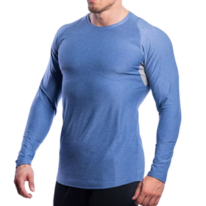 T-shirt de sport pour homme en polyester/coton, manches courtes, col en V, léger, respirant, anti-boulochage, tricoté, coupe régulière - Product Image 2