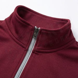 Men's <b>Maroon</b> Gray Color Blocking Zipper Tracksuit Casual Full Sleeve Stand Collar Sweatshirt Autumn Wear - Product Image 4