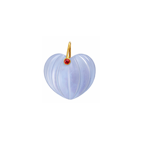 Colgante de Ágata de Encaje Azul con Tallado de Calabaza, Colgante de Ágata de Encaje Azul con Forma de Corazón, Amuleto Chapado en Oro con Tallado, Colgante de Corazón Tallado, Mayorista - Product Image 1