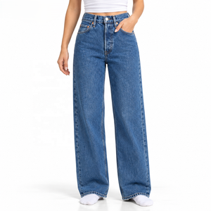 Jeans de Cintura Alta para Mujer, Mezclilla Rígida, Marca Privada para Minoristas de Moda, Tallas S-XL, Pedido al por Mayor, Suministro de Fábrica - Product Image 1
