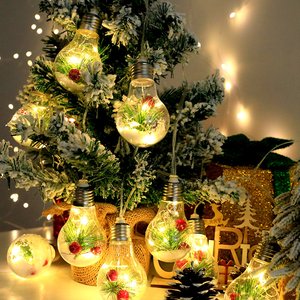 1Pc 13.78FT batteria con luce a stringa di Natale con 10 lampadine a LED aghi di pino fiocchi di neve bacche luci interne di natale - Product Image 5