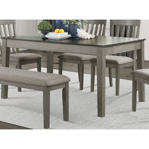 Set da Pranzo Contemporaneo in Legno 6 Pezzi Finitura Grigio Chiaro Stile Country Casual con Tavolo da Pranzo Cassetti Panca e Sedie Laterali per Casa - Product Image 3
