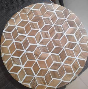 Mesa de Cajones con Incrustaciones de Hueso de ILAHI, Diseño Moderno con Detalles de Ágata, Almacenamiento de Tres Niveles, Mueble Portátil para Sala de Estar/Hogar - Product Image 2