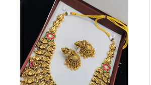 Ensemble de collier et de boucles d'oreilles longues en laiton de qualité supérieure, style traditionnel, pour femmes, pour les fêtes et les mariages - Product Image 2