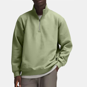 เสื้อสเวตเชิ้ตผู้ชายสีเบจ คอซิป แขนยาว สีพื้น ผ้าถัก คอตตอน สวมใส่สบาย - Product Image 2