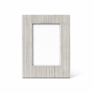 Marco de Fotos con Incrustaciones de Hueso Hecho a Mano, Impresión UV, Diseño de Rayas Grises, Decoración Moderna y Minimalista para Mesa - Product Image 1