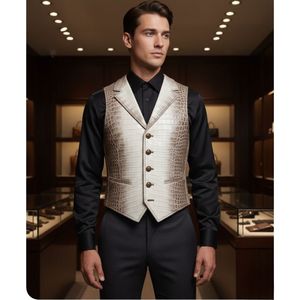 Chaleco de Cuero con Patrón de Cocodrilo Exótico para Hombre, Nuevo Estilo de Moda, Ropa Exterior Informal Transpirable para Invierno, Chaleco de Alta Calidad - Product Image 4