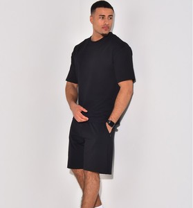 Ensemble t-shirt et short d'été pour homme, tissu satiné 100% fibre de bambou - Product Image 4
