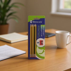Set di matite Bismark, 4 matite in legno con temperino per uso scolastico e d'ufficio - Product Image 3
