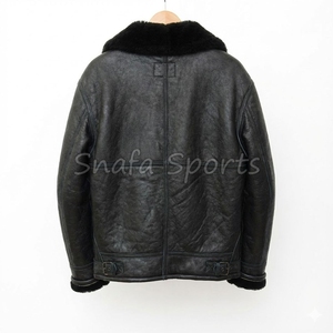 Bomber Shearling Sheepskin Leather <b>Jacket</b> for <b>Men</b> Flying Biker Style Warm Fur Lined <b>Canvas</b> OEM Customizable - Product Image 2