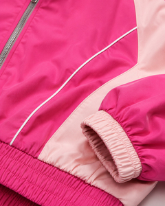 Women's <b>Pink</b> Color Block <b>Tracksuit</b> Set Full Sleeve Cropped Jacket Wide Leg Joggers Sporty Loose Fit Spring Summer Athletic Wear - Product Image 6