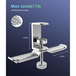 Supporto per Cuffie in Alluminio con Doppia Testa Rotante, Capacità di Carico 11lb, Supporto Universale da Scrivania per Cuffie - Product Image 2