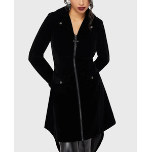 Chaqueta de terciopelo negro gótico para mujer, estilo victoriano, steampunk, medieval, abrigo de vampiro - Product Image 5