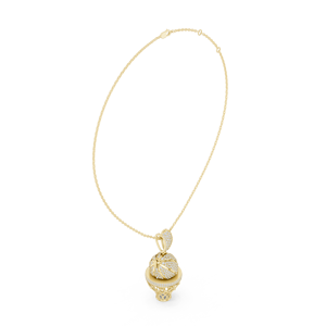 Collar con Colgante de Aro de Baloncesto con Diamantes Cultivados en Laboratorio en Oro Amarillo de 14K, Diseño Lujoso y Brillante - Product Image 2