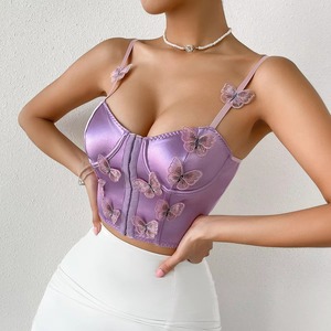 Corset gainant en similicuir violet avec dentelle, contrôle moyen de la silhouette, effet ventre plat, respirant, fermeture à agrafes, pour usage quotidien féminin - Product Image 1