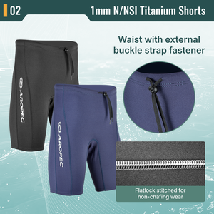 Short de natation thermique Aropec 1mm NSI en néoprène avec boucle externe, sangle de fixation, coutures plates, pantalon de combinaison OEM - Product Image 3