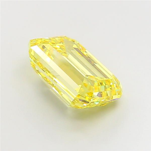 Diamant de laboratoire CVD certifié, taille émeraude, jaune intense fantaisie, pierre précieuse lâche étincelante, luxe exquis pour l'art des joailleries fines - Product Image 3