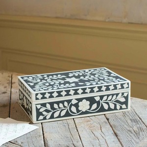 Handcrafted Bone Inlay Decorative <b>Storage</b> Box with Floral Leaf Mosaic Pattern Jewelry Organizer Keepsake Box for Home Decor Box - Product Image 4
