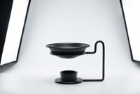 Brûleur d'encens en fer noir minimaliste avec bras cantilever et support pour bougie chauffe-plat, vente en gros