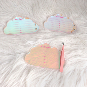 Cloud Acrylic Eyelash Tile Iridescent <b>Lash</b> <b>Extension</b> Palette Holder Custom Shape Printed <b>Lash</b> Strip Board Organizer with Tweezer - Product Image 4