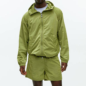 Ensemble coupe-vent deux pièces pour homme, personnalisé, unique, à manches longues, en nylon, pour le sport en plein air, la course à pied, avec fermeture éclair - Product Image 1