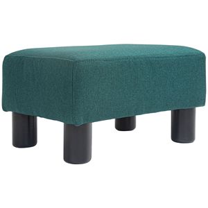Pouf in Tessuto di Lino Verde con Gambe in Plastica per Casa, Ufficio o Camera da Letto - Product Image 1