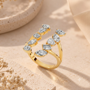 Bague de luxe en or 10K avec diamant de laboratoire multi-coupes à branches fantaisie, bijoux fins de créateur, vente en gros, fabricant OEM, fournisseur - Product Image 3
