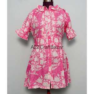 เดรสสั้นผู้หญิงผ้าฝ้าย 100% แขนบานทรงลำลอง คอกลม ลายดอกไม้ เป็นมิตรกับสิ่งแวดล้อม เอวธรรมชาติ - Product Image 5