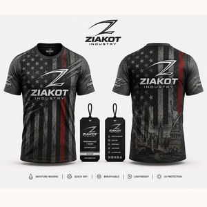 T-shirt de performance gris vintage avec drapeau américain noir, personnalisé pour l'industrie Ziakot, vente en gros - Product Image 1