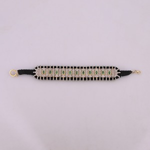 Elegante Pulsera Hecha a Mano de Plata de Ley 925 con Esmeralda Natural y Diamantes Brillantes, Regalo para Mujeres - Product Image 2