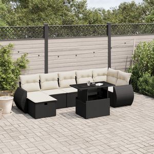 Conjunto de Sofás de Jardín en Blanco Crema y Negro - Product Image 1