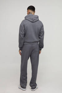<b>Thigh</b> Quality Custom Tall Shrunken Rhinestone Zip Hoodie & Jogger Set Breathable Sweatsuits Cotton - Product Image 3