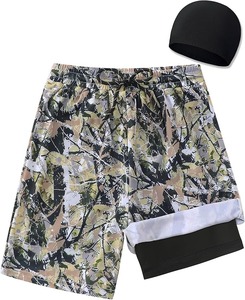 Shorts de bain pour hommes à séchage rapide avec doublure de compression, légers, pour la plage et la gym, OEM - Product Image 1