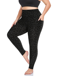 Leggings Deportivos de Tallas Grandes para Mujer, Cintura Alta, Compresión, Transpirables, Spandex/Algodón, para Entrenamiento, Running, Fitness, Hasta la Rodilla - Product Image 1